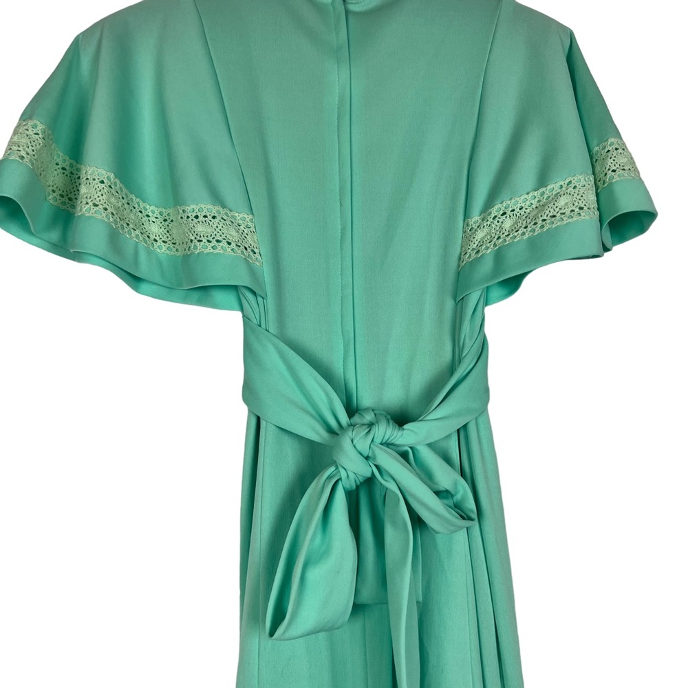 Vintage 1960’s mint green handmade polyester maxi dress XS - Picture 7 of 11